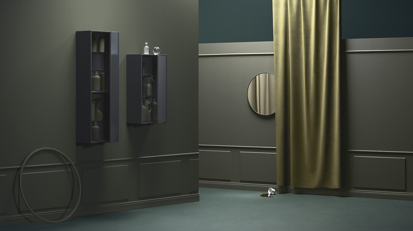 Säilytys Hafa Edge antrasiitti seinäkaappi. 