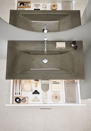 Pesuallaskaappi Shape Valkoinen 600 + Pesuallas Betonia