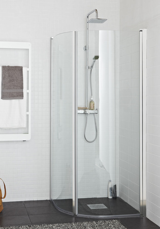 Suihkuovissa Original Round 80X90 Kromi Kirkas Lasi