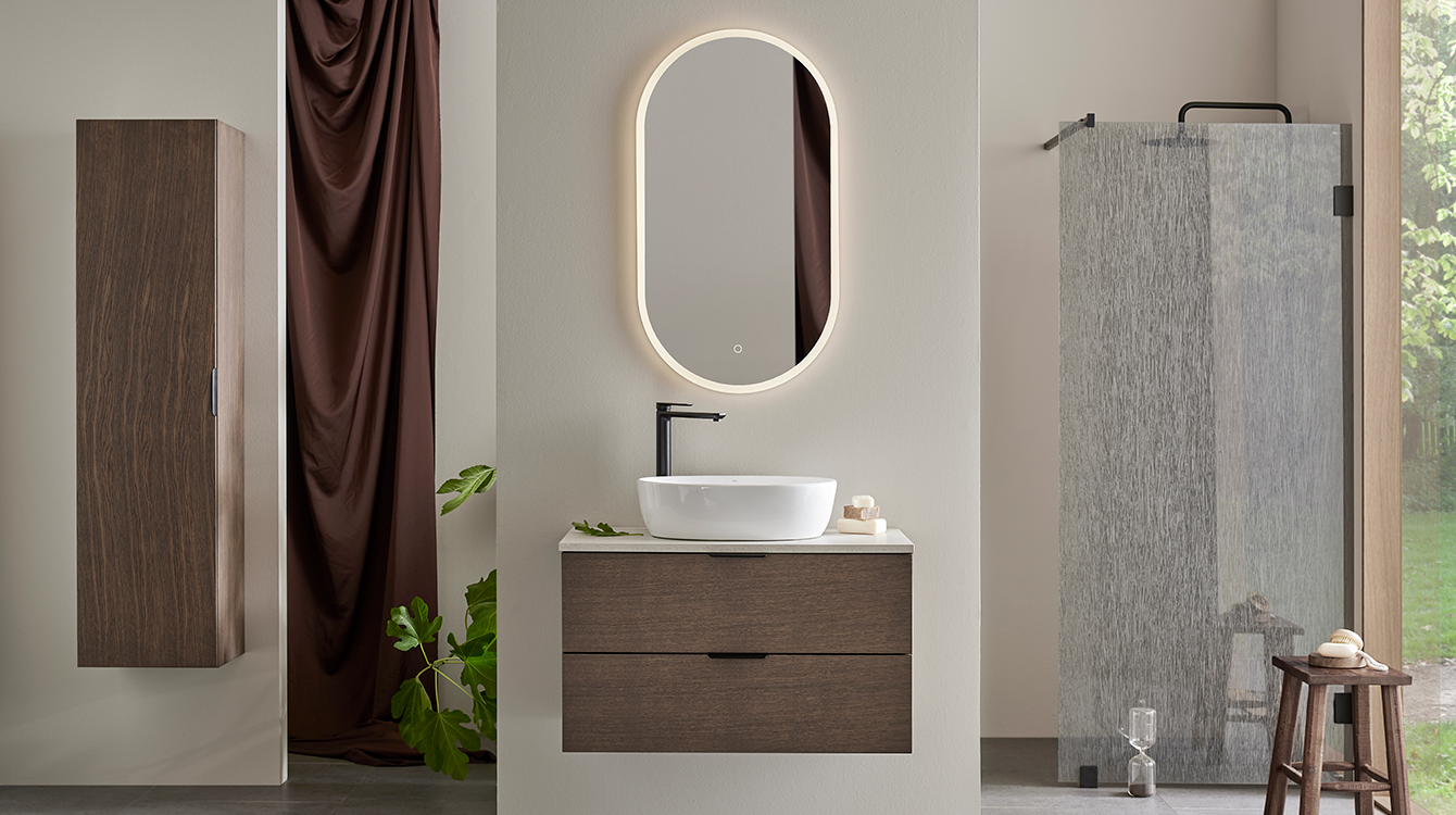 Hafa Go tumma tammi kylpyhuonekalusteet