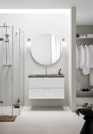 Pesuallaskaappi Shape Valkoinen 1000 + Pesuallas Betonia