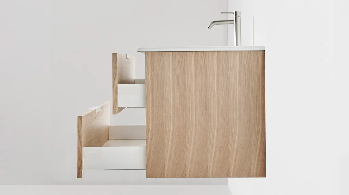 Hafa Go vaalea tammi kylpyhuonekaluste yksityiskohdat sivu