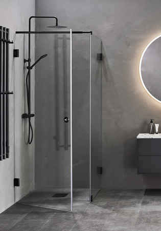 Suihkunurkka Infinity Combi Ovi/Seinä 80X90 Musta Hafa
